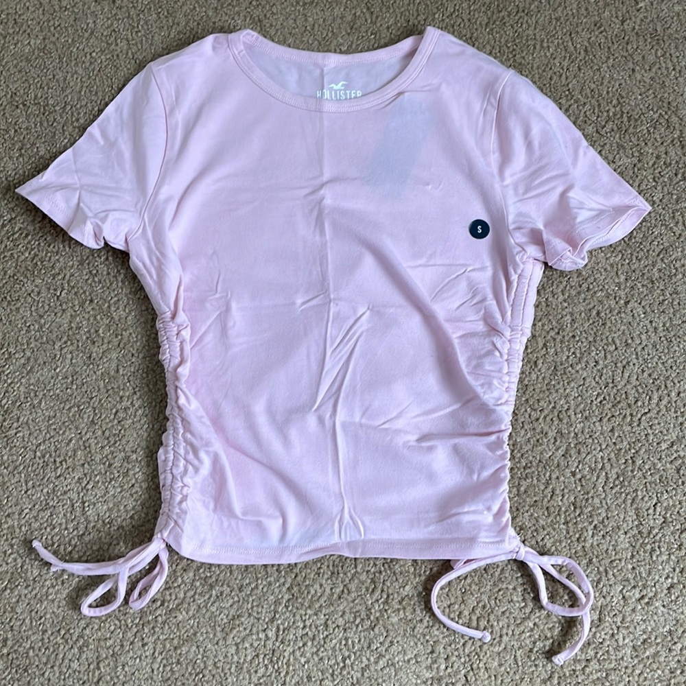 Hollister Co. Hollister Pink Ruched Baby Tee Crop Top